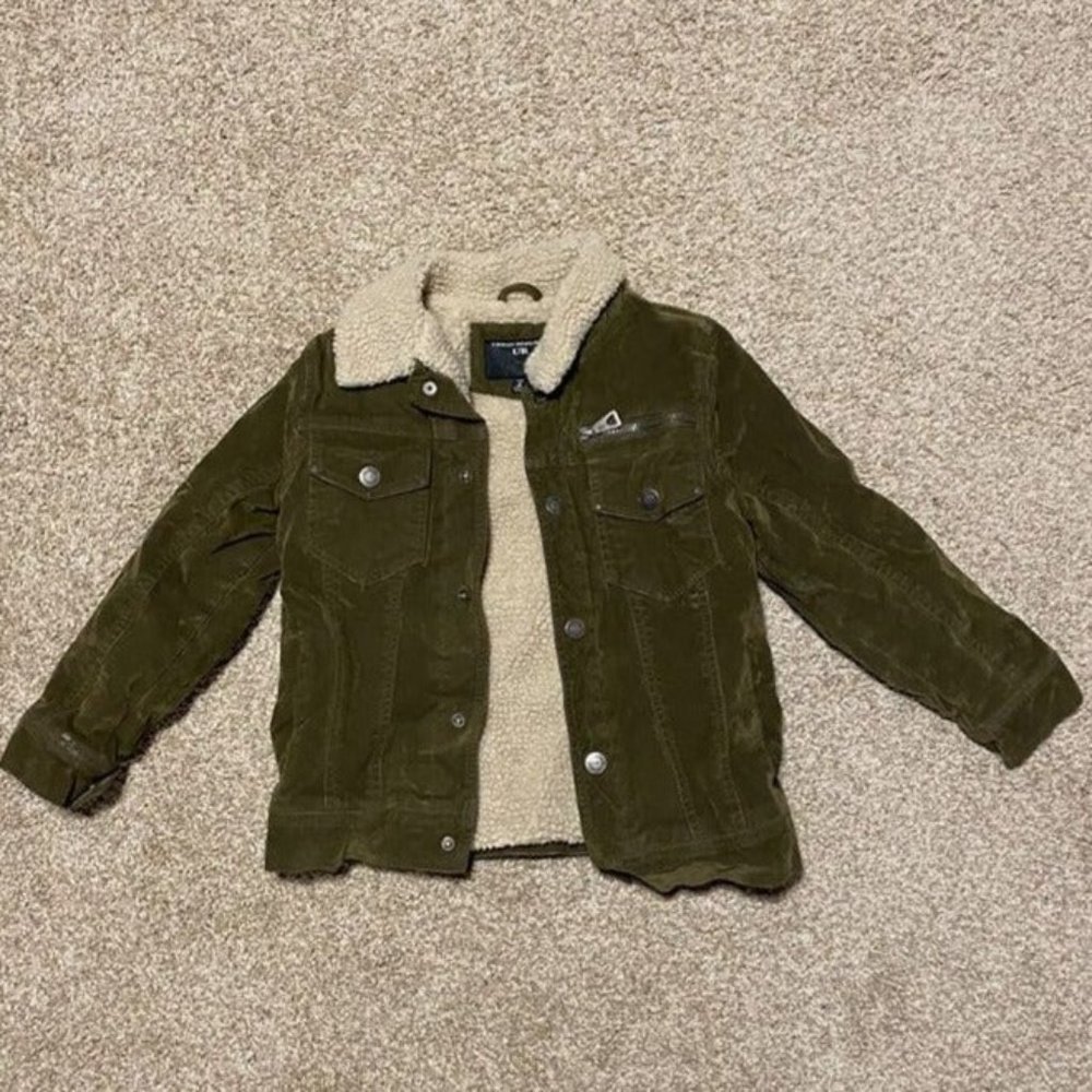 Urban Republic Army Green Faux Suede Fleece Lined Jacket  Boys Size 8/Small